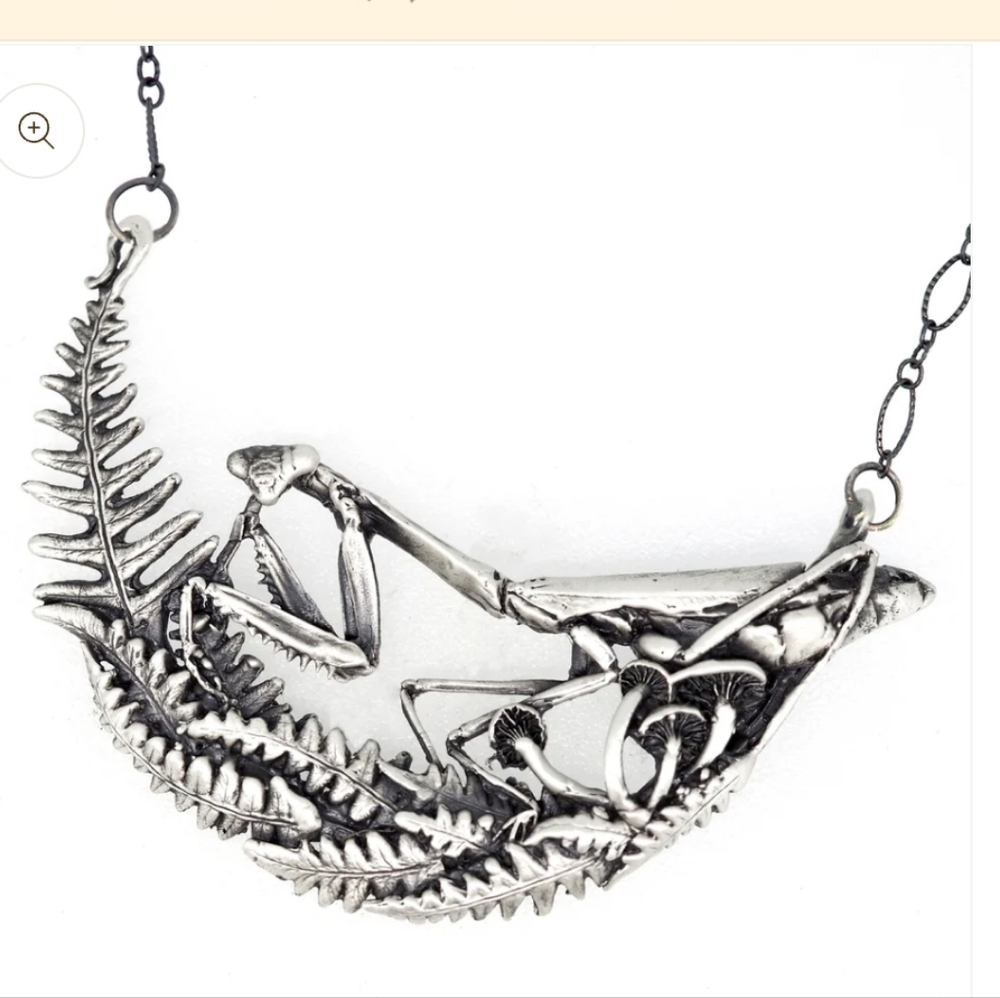 Silver Mantis Necklace By Theeth Jewelry